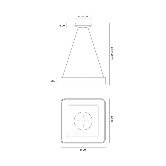 Lampadario inner-s 60 moderno sabbia 50w 3000k 4000k vivida