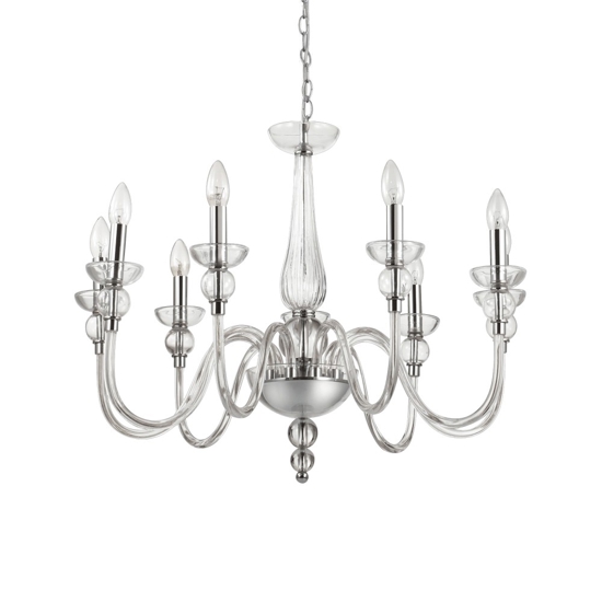 Doge sp9 lampadario di cristallo 9 bracci di vetro ideal lux