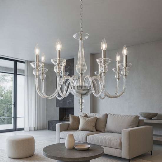 Doge sp9 lampadario di cristallo 9 bracci di vetro ideal lux