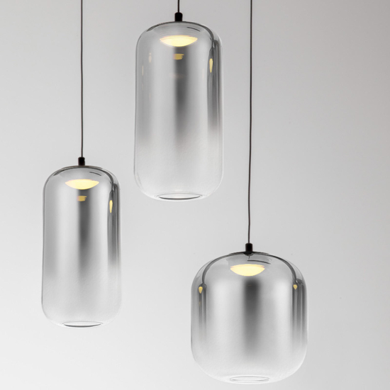 Lampadario di vetro fume moderna per soggiorno led 25w 3000k