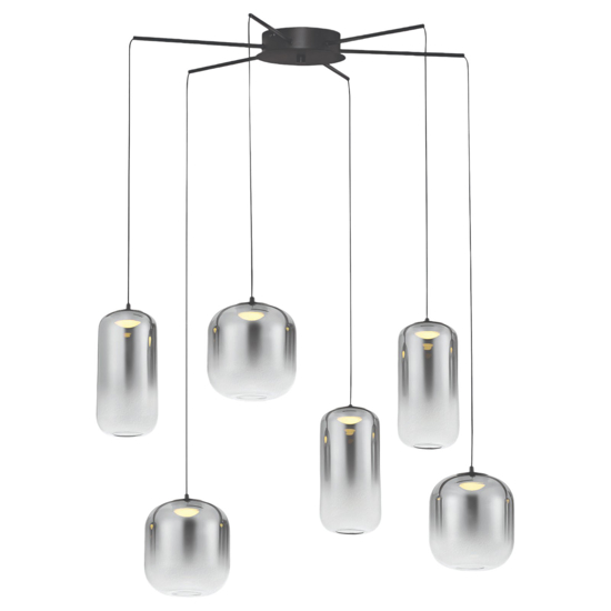 Lampadario di vetro fume moderna per soggiorno led 25w 3000k