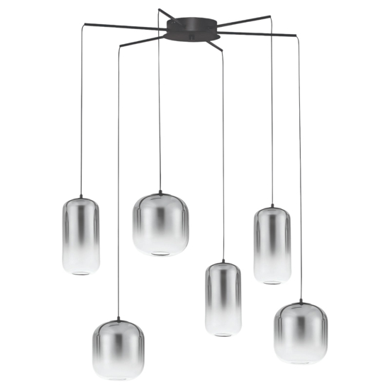 Lampadario di vetro fume moderna per soggiorno led 25w 3000k