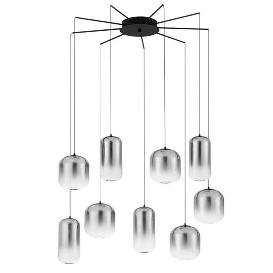 Lampadario con vetri fume per soggiorno moderno