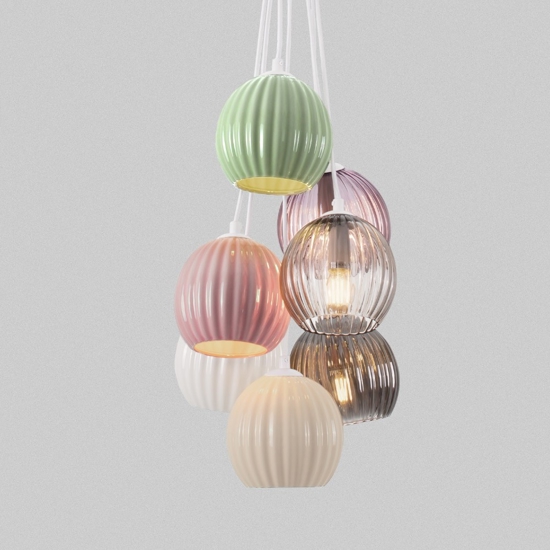 Lampadario da cucina 7 luci con portalampada sferici colorati