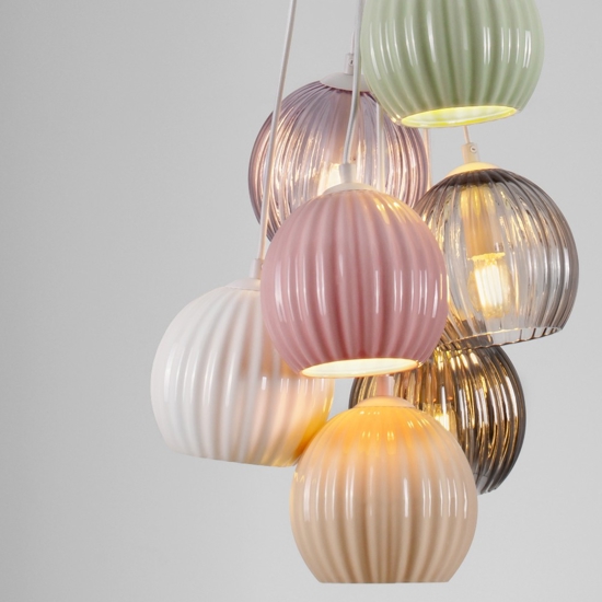 Lampadario da cucina 7 luci con portalampada sferici colorati