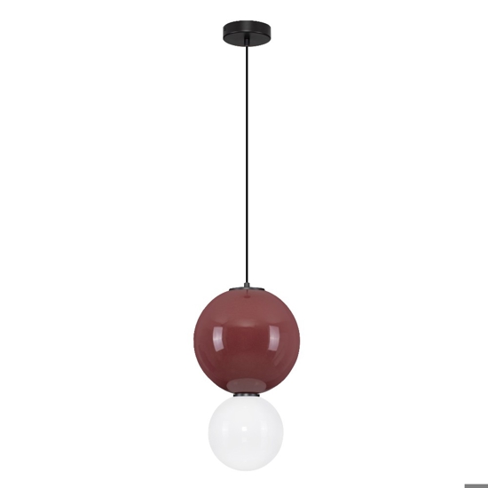 Lampada a sospensione da cucina moderna bordeaux diametro 25cm led 3000k