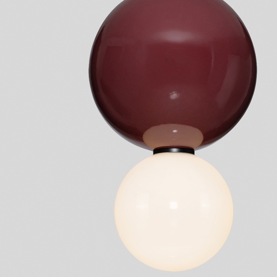 Lampada a sospensione da cucina moderna bordeaux diametro 25cm led 3000k
