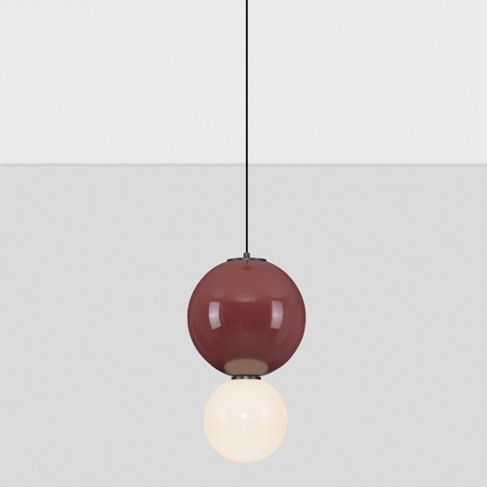 Lampada a sospensione da cucina moderna bordeaux diametro 25cm led 3000k