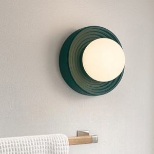 Visualizza i dettagli per Applique da bagno rotondo ip44 in porcellana verde scanalata Applique da bagno rotondo ip44 in porcellana verde scanalata