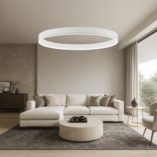 Lampadario cerchio 100cm bianco led 3000k dimmerabile