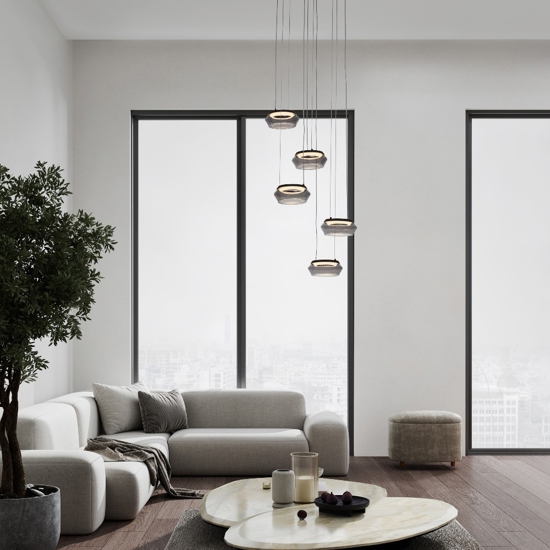 Lampadario moderno design originale in vetro led 3000k