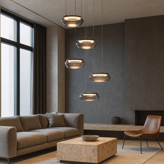 Lampadario moderno design originale in vetro led 3000k