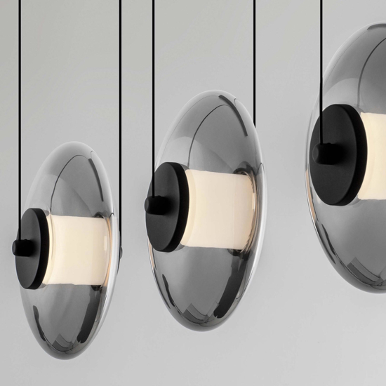 Lampadario moderno led 24w 3000k nero per soggiorno