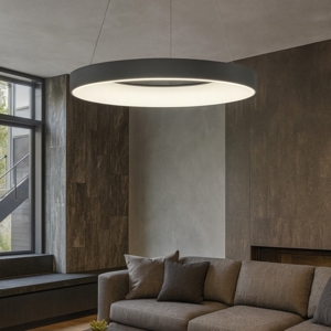 Lampadario cerchio nero 60cm moderno led 3000k dimmerabile