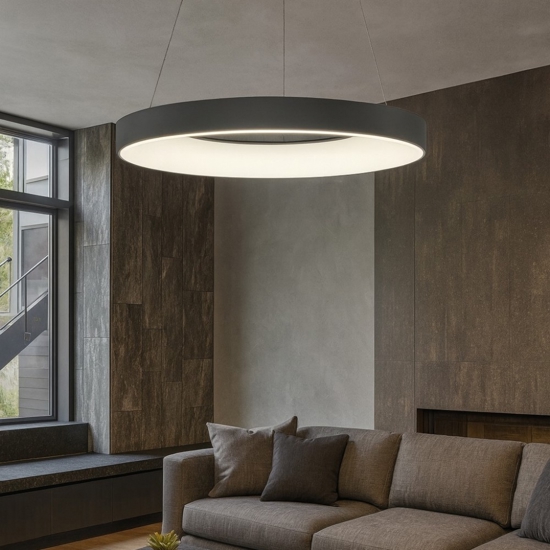 Lampadario cerchio nero 60cm moderno led 3000k dimmerabile
