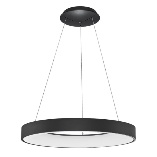 Lampadario cerchio nero 60cm moderno led 3000k dimmerabile