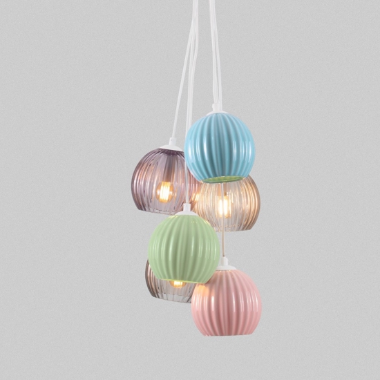 Lampadario da cucina moderna in ceramica e vetro 6 luci