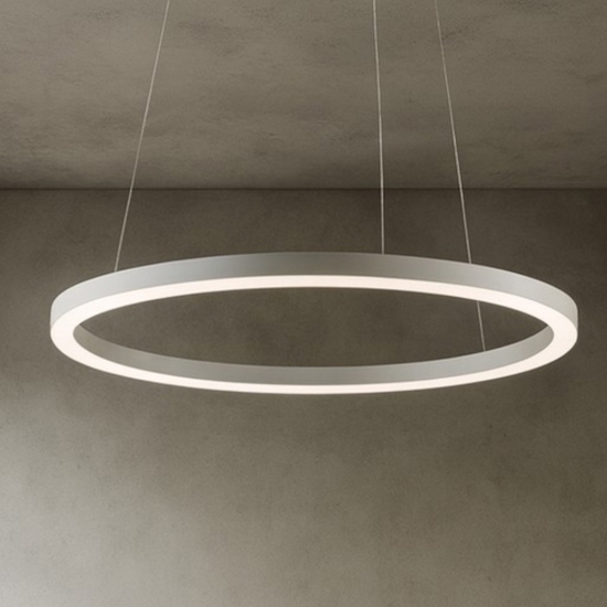 Lampadario moderno led 38w 3000k dimmerabile hurricane vivida cerchio bianco