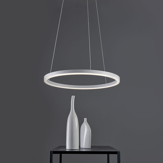 Lampadario moderno led 38w 3000k dimmerabile hurricane vivida cerchio bianco