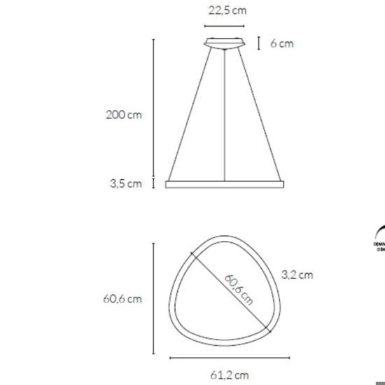 Lampadario vivida lifering moderno bronzo per soggiorno led 48w 3000k 4000k dimmerabile