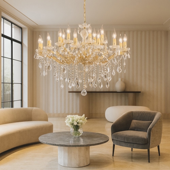 Florian sp18 lampadario oro 18 luci pendenti goccia ideal lux