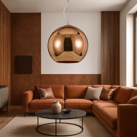 Nemo sp1 d40 ideal lux lampadario boccia di vetro rame specchiato
