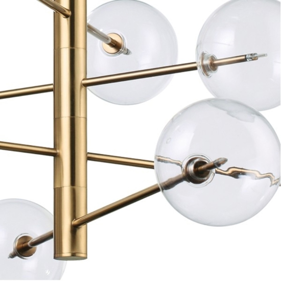 Equinoxe ideal lux sp12 ottone lampadario design bocce vetro trasparenti