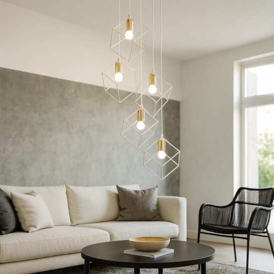 Ice sp5 bianco ideal lux lampadario per salotto moderno