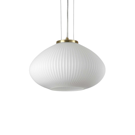 Ideal lux plisse sp1 d35 lampadario in vetro bianco