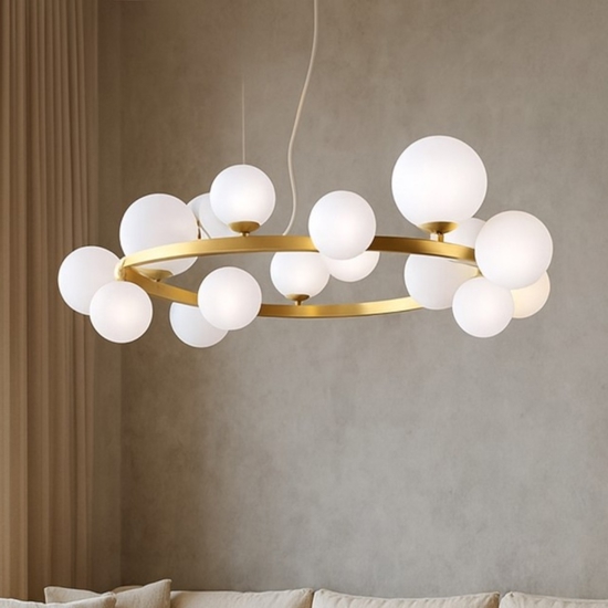 Perlage sp14 ideal lux lampadario bianco per soggiorno moderno