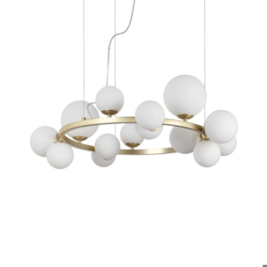 Perlage sp14 ideal lux lampadario bianco per soggiorno moderno