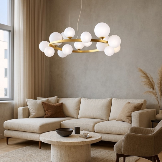 Perlage sp14 ideal lux lampadario bianco per soggiorno moderno