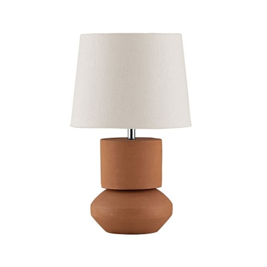 Lampada da tavolo con paralume in tessuto