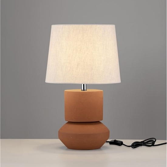 Lampada da tavolo con paralume in tessuto