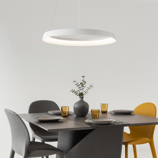 Lampadario cerchio bianco 60cm led 52w 2700k 3000k dimmerabile