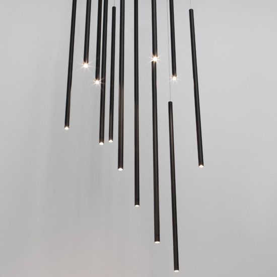 Lampadario cilindri led pendenti nero moderno per sala