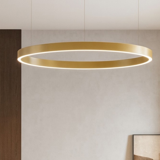 Lampadario cerchio oro 80cm led biemissione 77w 3000k dimmerabile