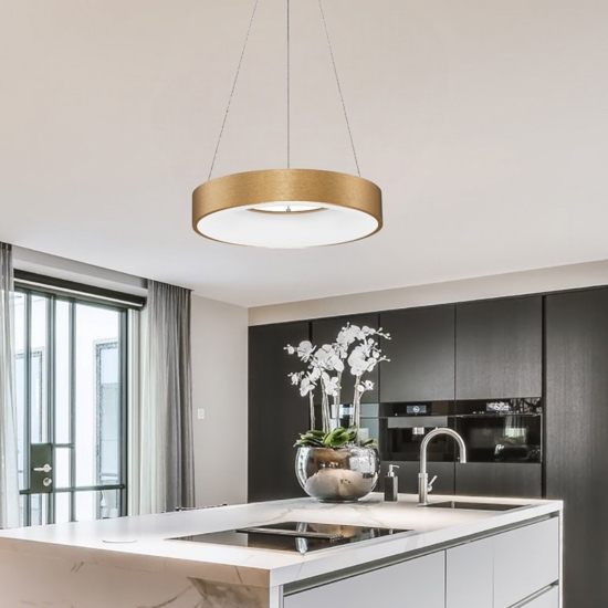 Lampadario moderno 38cm oro cerchio led 30w 3000k