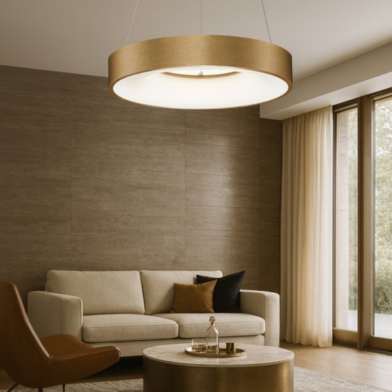 Lampadario moderno 38cm oro cerchio led 30w 3000k