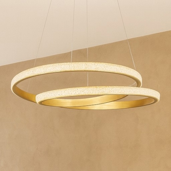 Lampadario moderno design circolare oro led per soggiorno