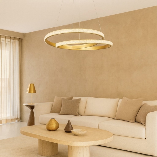 Lampadario moderno design circolare oro led per soggiorno