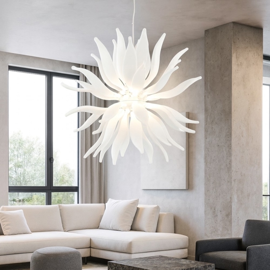 Ideal lux leaves sp12 lampadario moderno bianco design