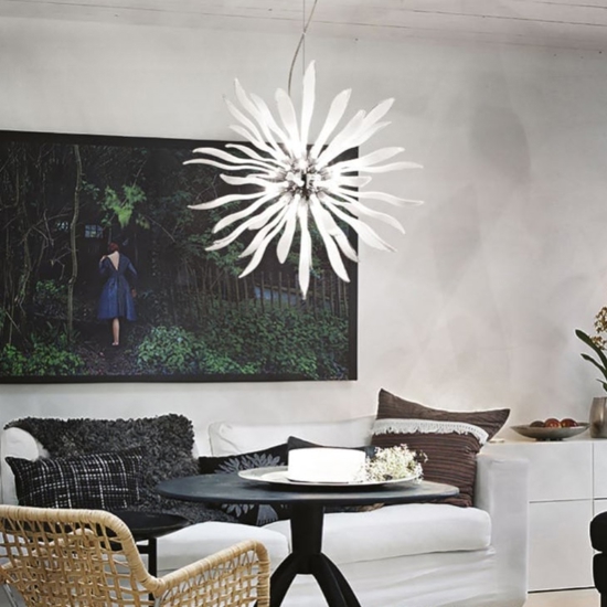 Ideal lux leaves sp12 lampadario moderno bianco design