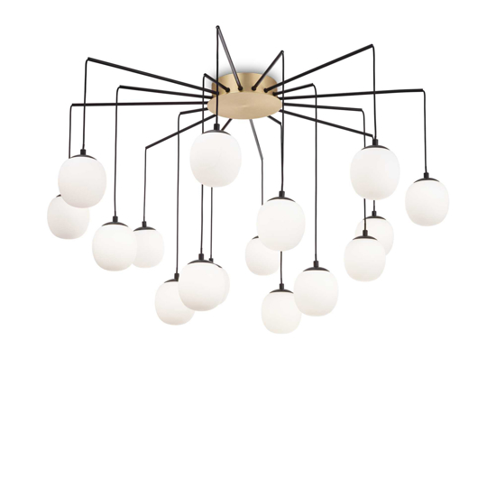 Lampadario rhapsody sp16 ideal lux oro nero per soggiorno moderno