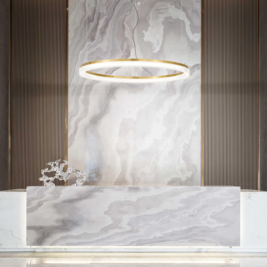 Ideal lux crown sp d80 lampadario moderno ottone led 42w 3000k