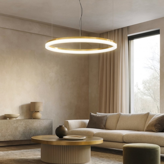 Ideal lux crown sp d80 lampadario moderno ottone led 42w 3000k