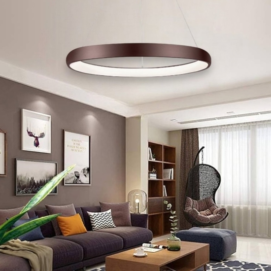 Lampadario cerchio led marrone 50w 3000k  per soggiorno