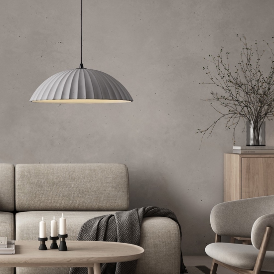 Lampadario da cucina in cemento scanalato