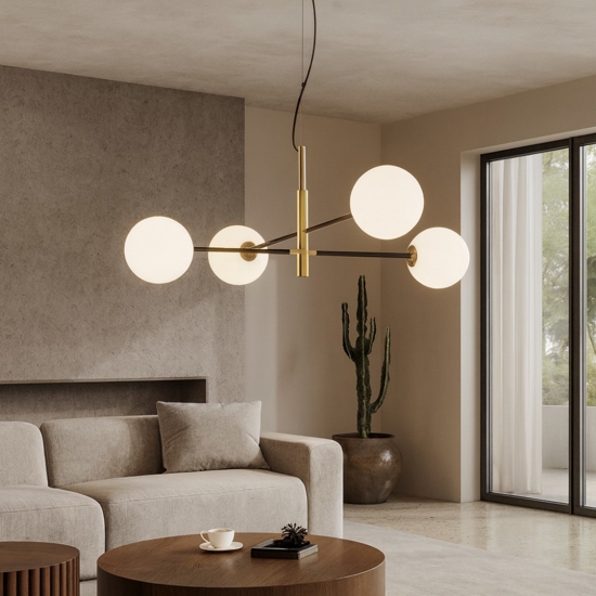 Lampadario moderno design oro nero per soggiorno