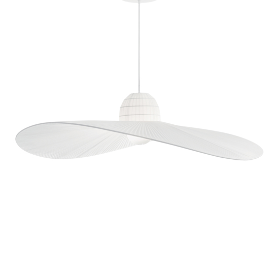 Madame sp1 lampadario cappello in tessuto raso bianco ideal lux